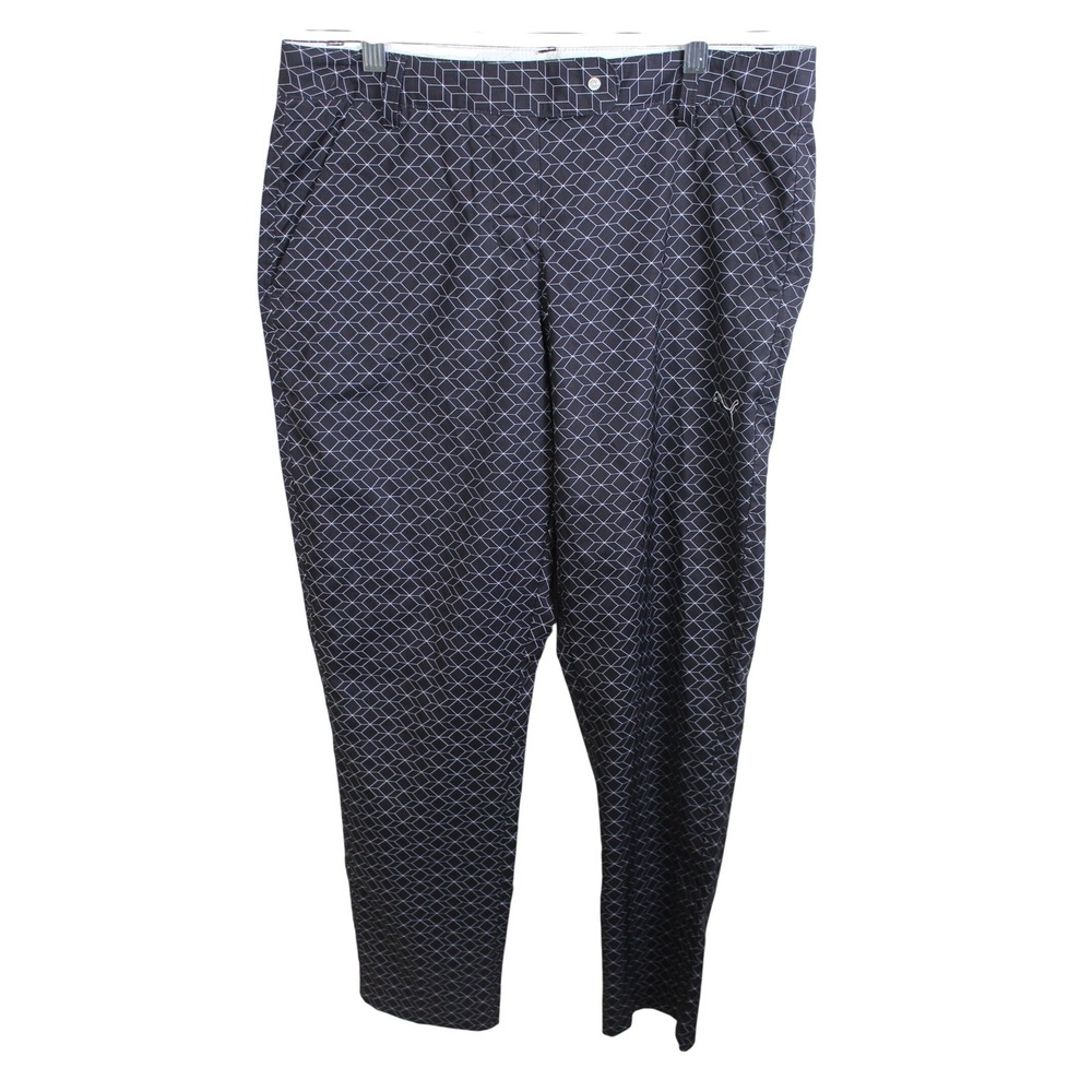Puma Sportlifestyle Womens Golf‎ Pants Navy Blue Geometric Cube Print Size 4